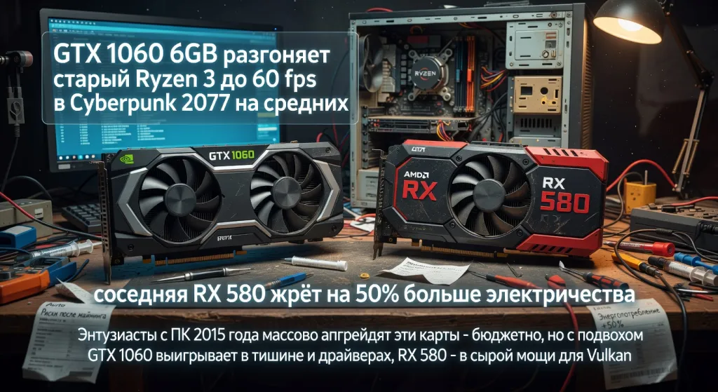 GTX 1060 6GB или RX 580 8GB на вторичке: какую выбрать для апгрейда старого ПК — мнение специалистов и реальные сценарии использования