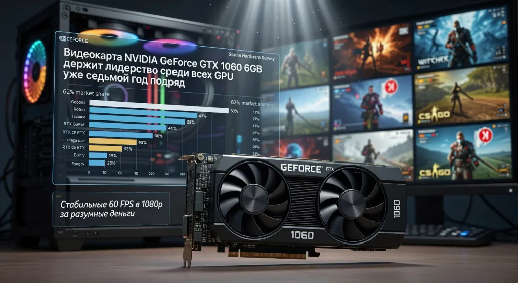 История GTX 1060: почему эта видеокарта оказалась самой популярной в Steam за всё время